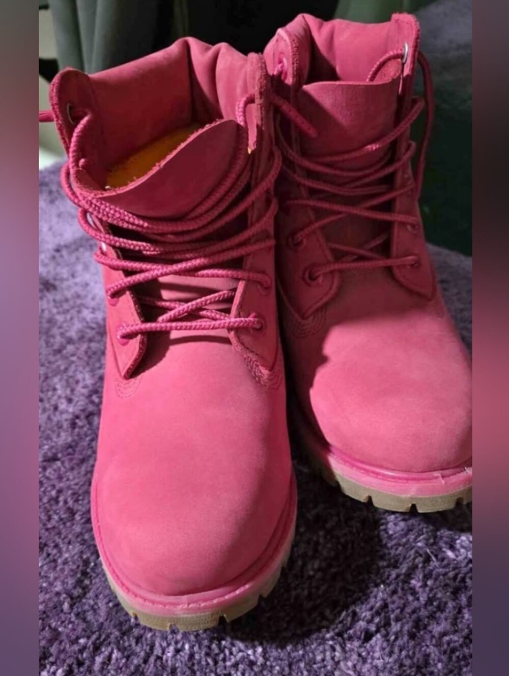 Timberland Women's Pink Lace-Up Suede Work Boots
